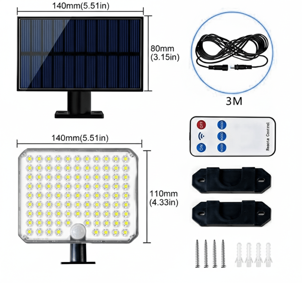 Outdoor Solar Lights with Motion Sensor, Motion Activated Light with Cable, Solar Security Light for Outdoor Lighting_02