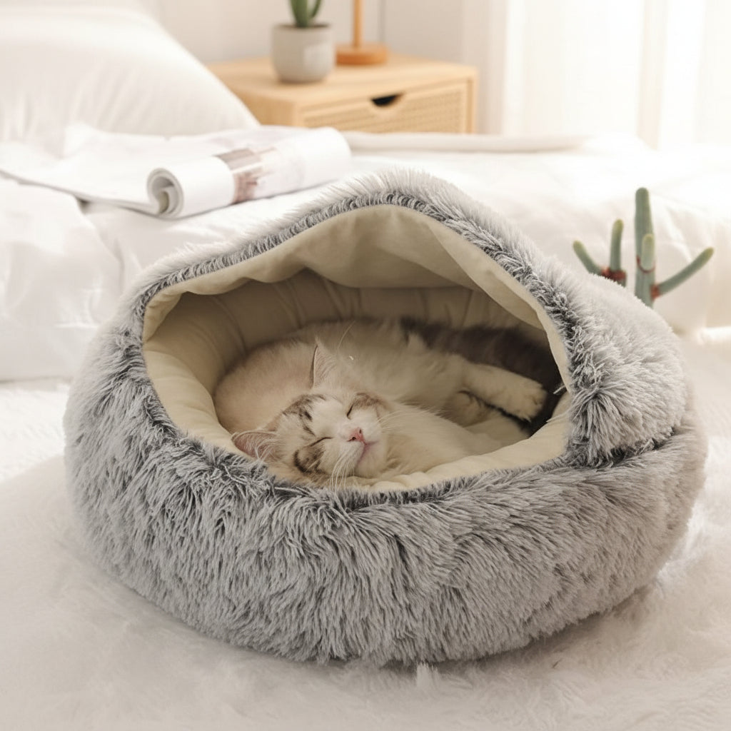 Small Dog Bed 40 cm or 50 cm, Cat Beds with Non Slip Base, Plush Dog Basket, Puppy Bed Washable on Gentle Cycle