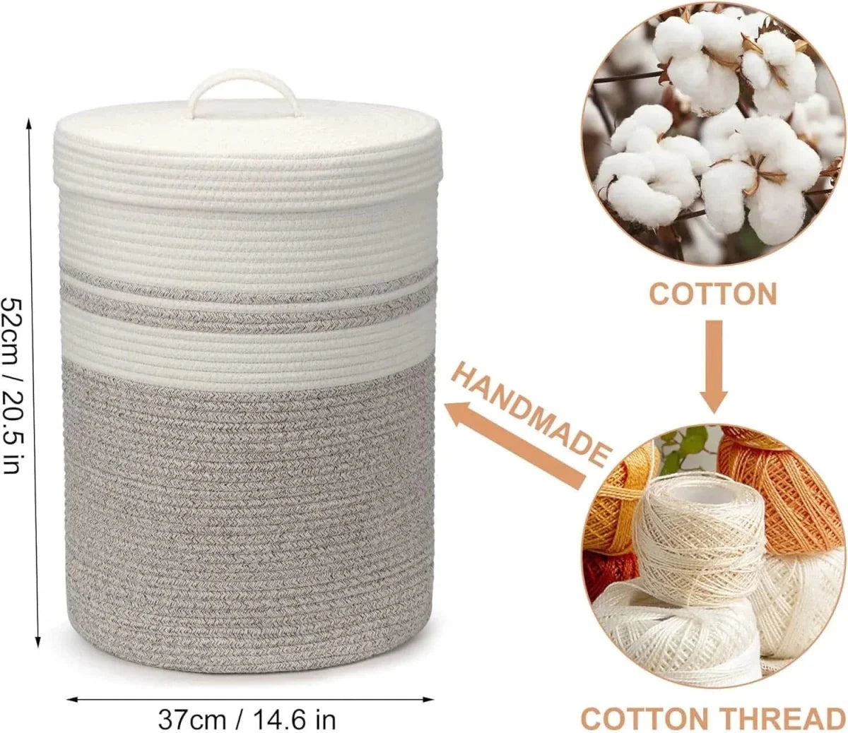 Laundry Basket with Lid, Rope Storage Basket for Blankets and Bedding, Laundry Hamper, Blanket Basket for Bedroom_05