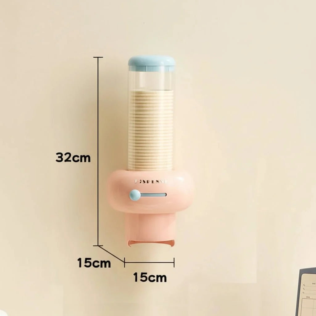 Wall Mounted Paper Cup Holder, Cup Dispenser with 25 Paper Cups, Kitchen Storage with No Drill Mounting_08