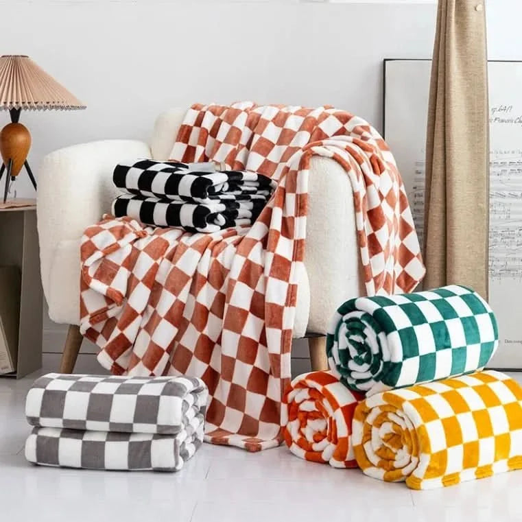 Throw Blanket, Sofa Throw and Bed Throw, Flannel Fleece Blanket for Sofa, Soft Tartan Blanket 70 x 100 cm_00