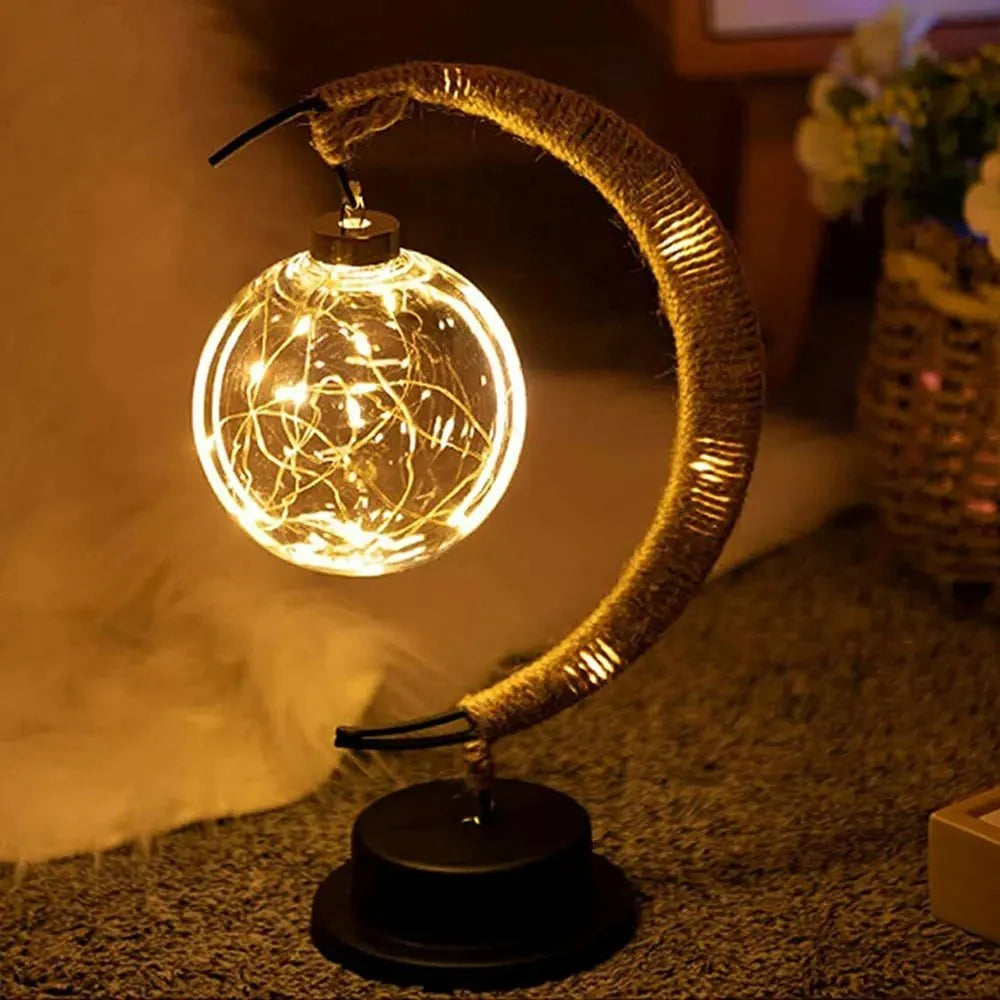 Battery Operated Table Lamp, Moon LED Lamp for Bedroom and Living Room, Bedside Lamps, Bedroom Lighting