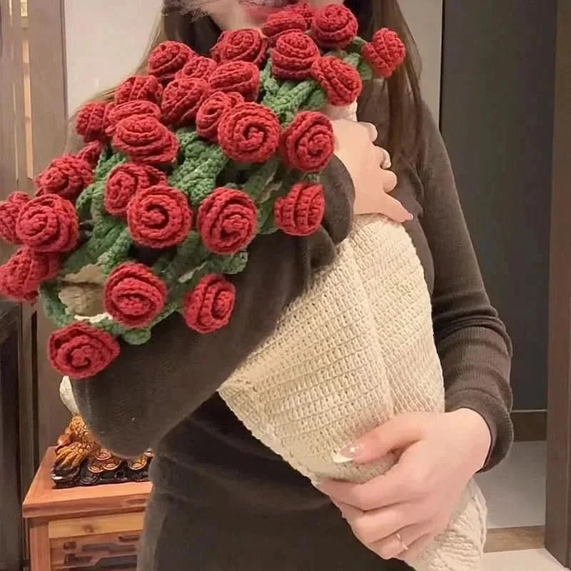 Throw Blanket with Rose Pattern, Cotton Bedroom Throw