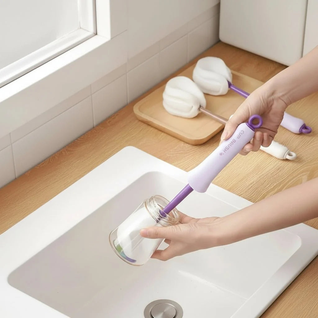 Bottle Brush 2 in 1 with Straw Cleaner, Bottle Cleaning Brush with Sponge for Glasses and Cups, Washing Up Brush_02