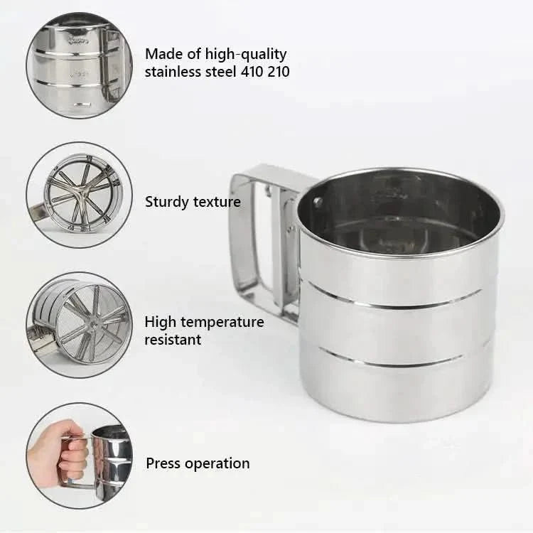 Stainless Steel Flour Sifter, One Handed Kitchen Sieve for Icing Sugar, Baking Equipment and Kitchen Accessories_09