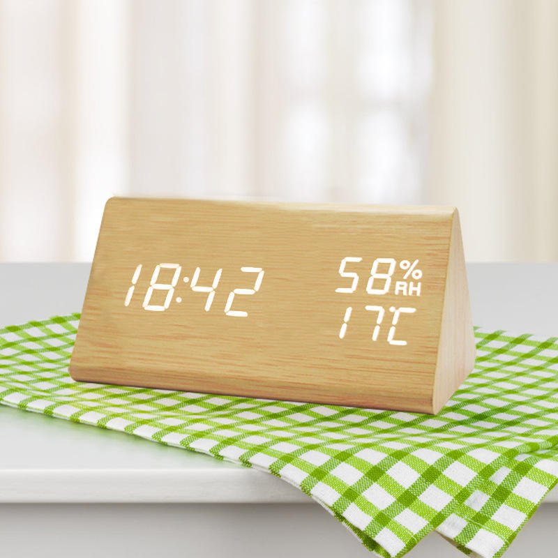 Wood Look LED Bedside Clock for Desk, Modern Table Clock for Bedroom – image 8