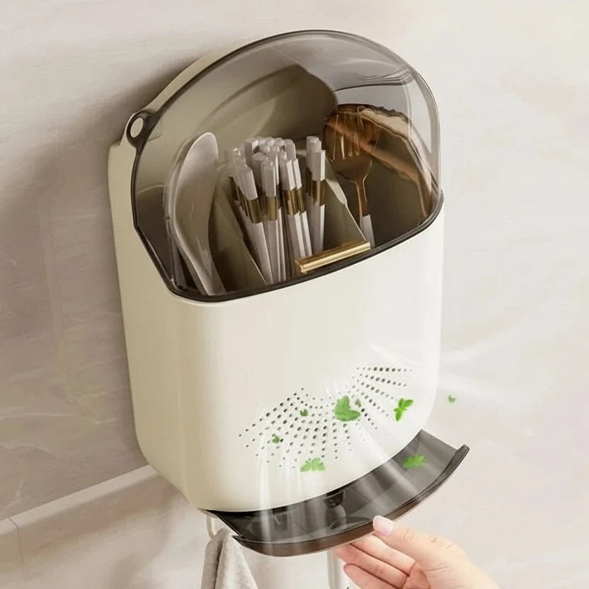 Utensil Holder Wall Mounted, Cutlery Holder with Vents, Kitchen Tool Holder for Chopsticks and Spoons, Kitchen Storage_03
