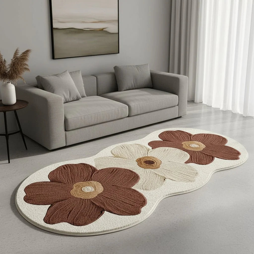 Washable Rug for Bedroom, Floral Runner Rug with Non Slip Backing, Soft Kids Rug for Girls Room and Bedside_00