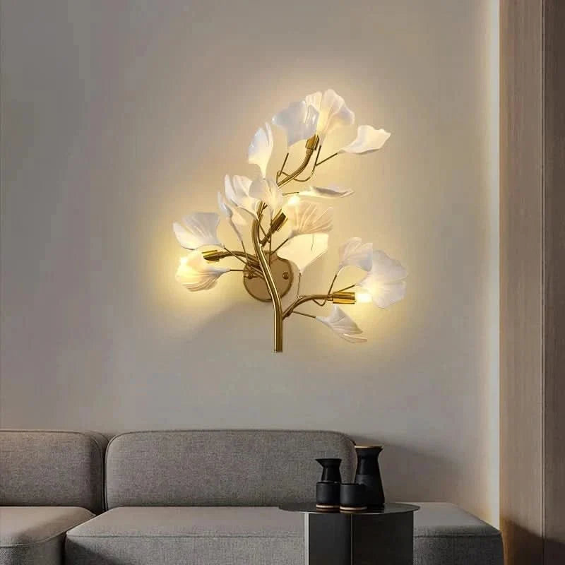 Indoor Wall Lights, Modern LED Wall Sconce with Ginkgo Leaf Design, Living Room Wall Light for Bedroom and Hallway