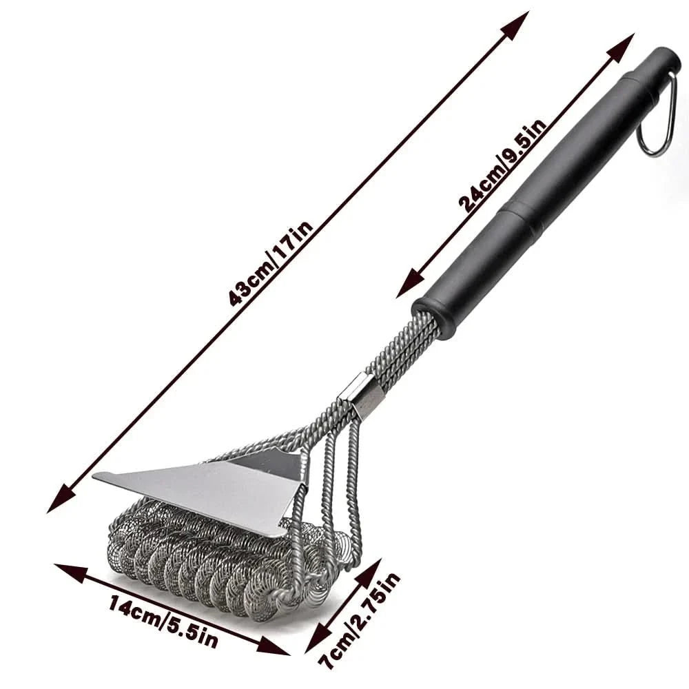 BBQ Cleaning Brush, Bristle Free Grill Brush with Scraper, Stainless Steel BBQ Grill Cleaner, BBQ Accessories_06