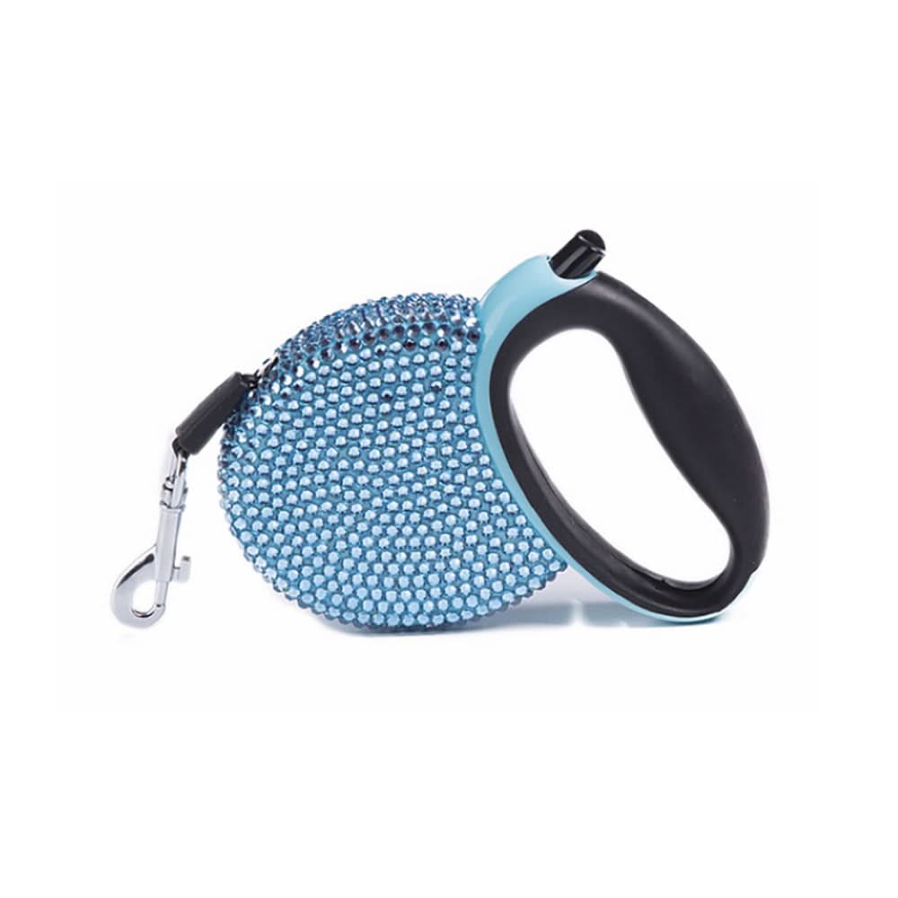 Retractable Dog Lead 3 m with Rhinestones, Extendable Dog Lead for Small Dogs, Cat Lead in Blue or Pink_06