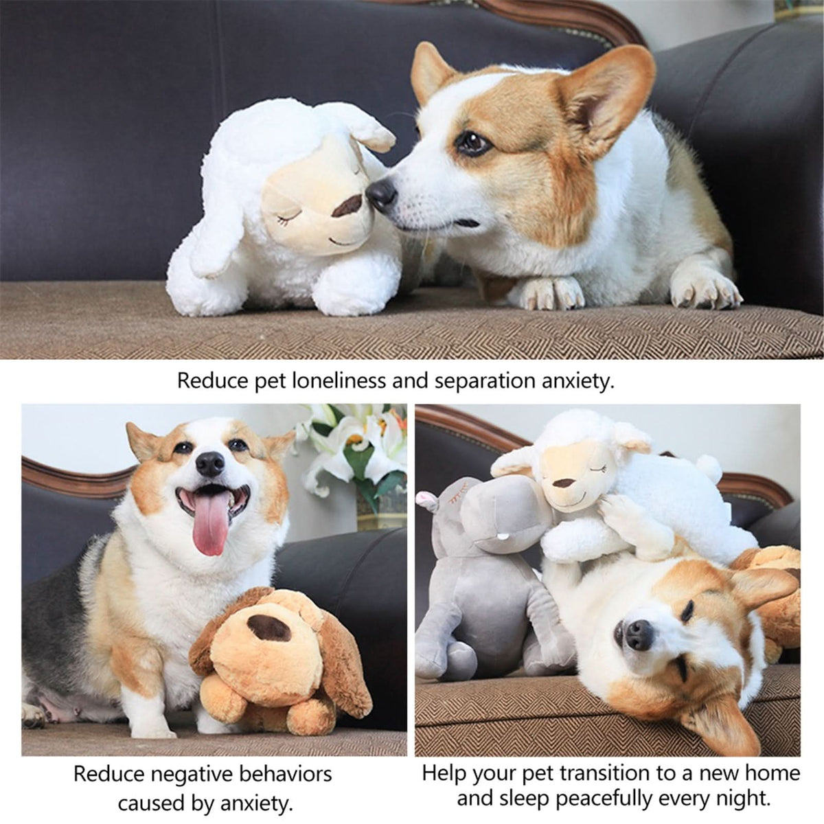 Puppy Toys, Puppy Heartbeat Toy with Removable Heart, Calming Dog Toy with Heartbeat, Plush Dog Soft Toy_03