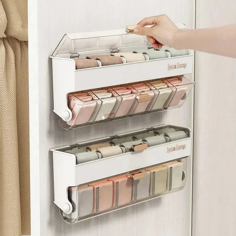 Wall Mounted Storage Box with Compartments, Jewellery Holder, Bathroom Wall Storage for Underwear and Small Items