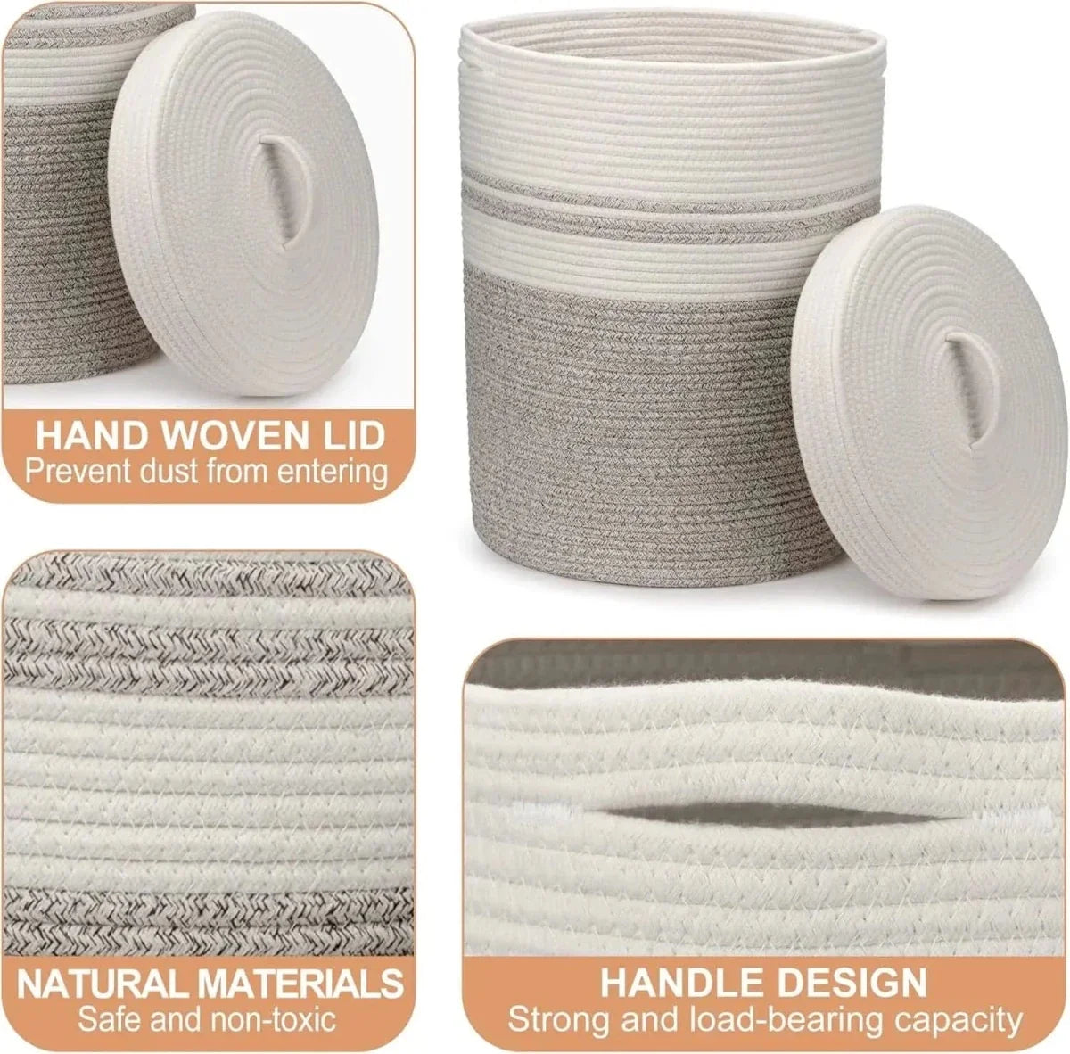 Laundry Basket with Lid, Rope Storage Basket for Blankets and Bedding, Laundry Hamper, Blanket Basket for Bedroom_04