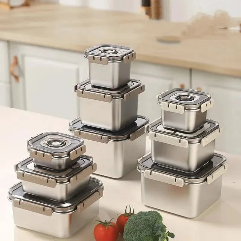 Stainless Steel Lunch Boxes with Timer, Stackable Snack Box, Meal Prep Containers, Airtight Food Storage Containers_00