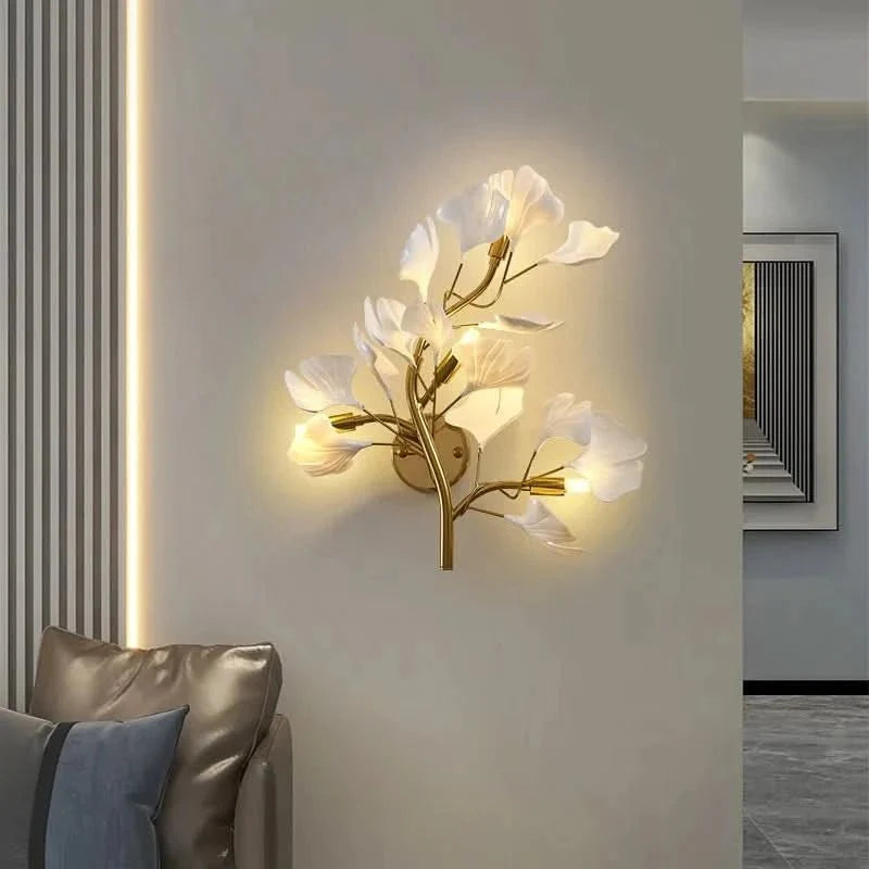 Indoor Wall Lights, Modern LED Wall Sconce with Ginkgo Leaf Design, Living Room Wall Light for Bedroom and Hallway_04
