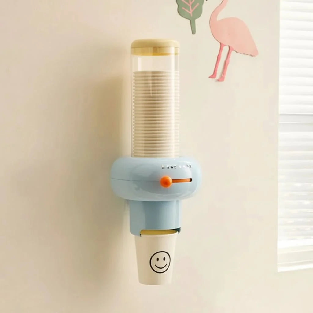 Wall Mounted Paper Cup Holder, Cup Dispenser with 25 Paper Cups, Kitchen Storage with No Drill Mounting_03