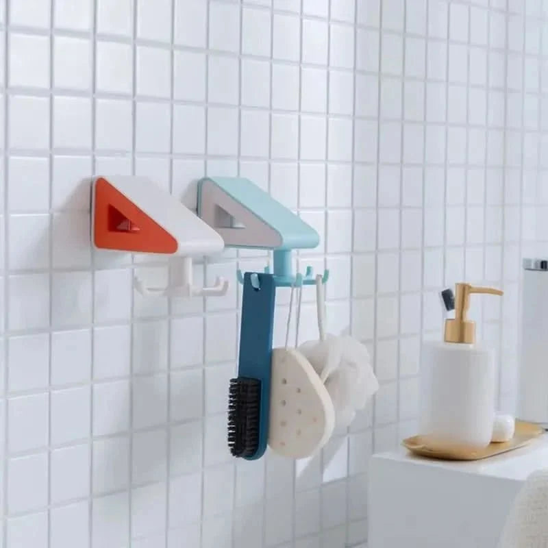 Wall Hook for Kitchen with 360 Degree Rotation, Adhesive or Suction Hook for Utensils