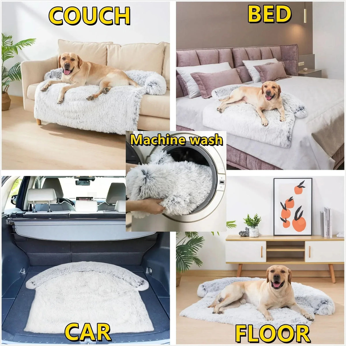 Fluffy Dog Beds Small to Extra Large, Cat Bed, Washable Dog Blanket with PP Cotton Filling, Large Dog Bed 110 x 90 cm_04