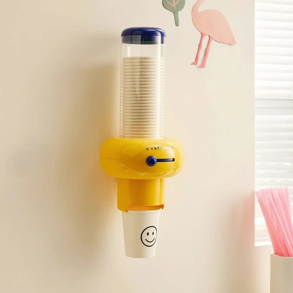 Wall Mounted Paper Cup Holder, Cup Dispenser with 25 Paper Cups, Kitchen Storage with No Drill Mounting_04