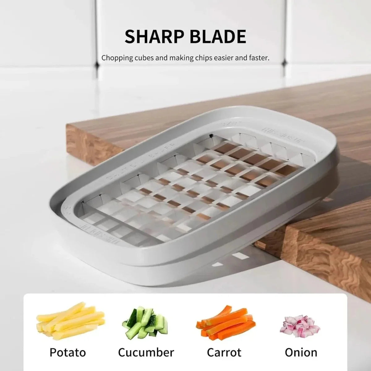 Chip Cutter for Chips and Fries, Vegetable Chopper with Stainless Steel Blades, Potato Chipper and Onion Chopper_02
