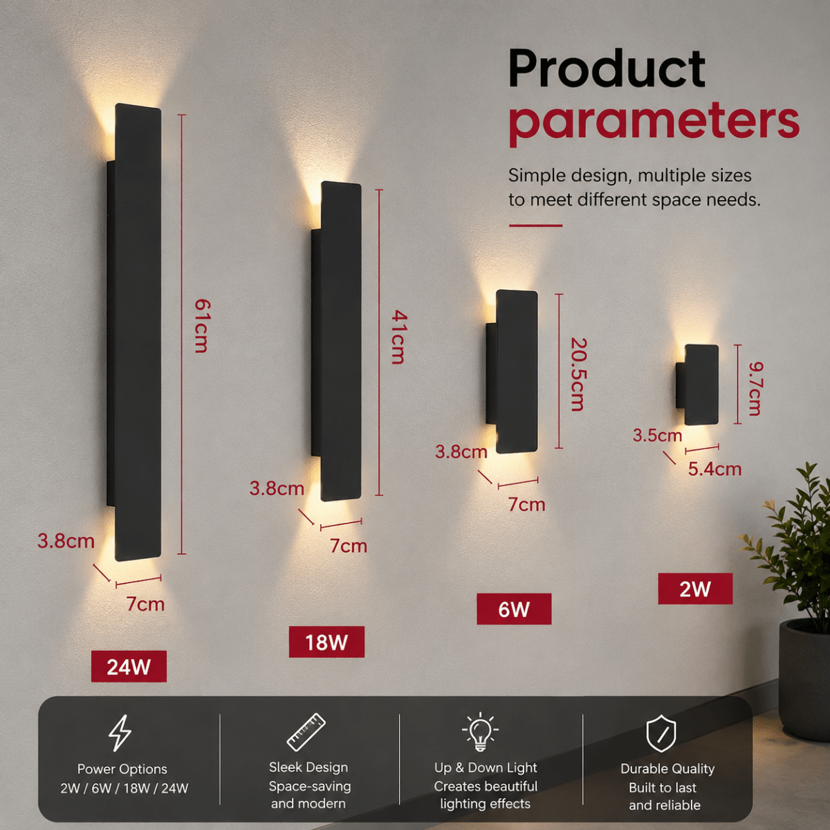 LED Wall Lights Indoor, Outdoor Wall Light for Garden, Exterior Wall Light, Hallway Light and Outdoor Lighting_04