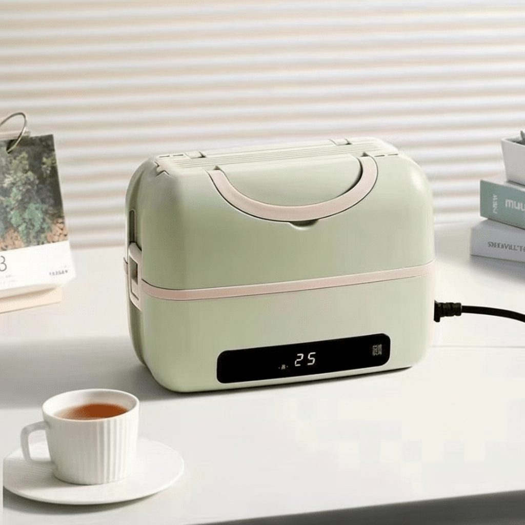 Heated Lunch Box for Work, Electric Lunch Box for Car and Home, Portable Food Warmer with Stainless Steel Container
