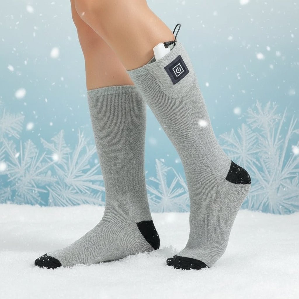 Heated Socks Rechargeable, Electric Heated Socks with Adjustable Heat, Cordless Foot Warmer for Camping and Outdoor