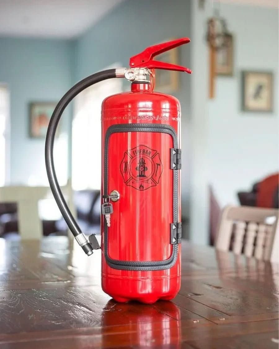 Mini Bar for Home, Secret Bar in Fire Extinguisher Design, Hidden Storage for 500 ml Bottle and Cigars, Bottle Holder_00