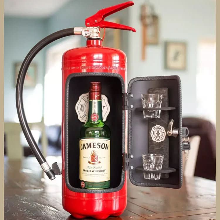 Mini Bar for Home, Secret Bar in Fire Extinguisher Design, Hidden Storage for 500 ml Bottle and Cigars, Bottle Holder_02