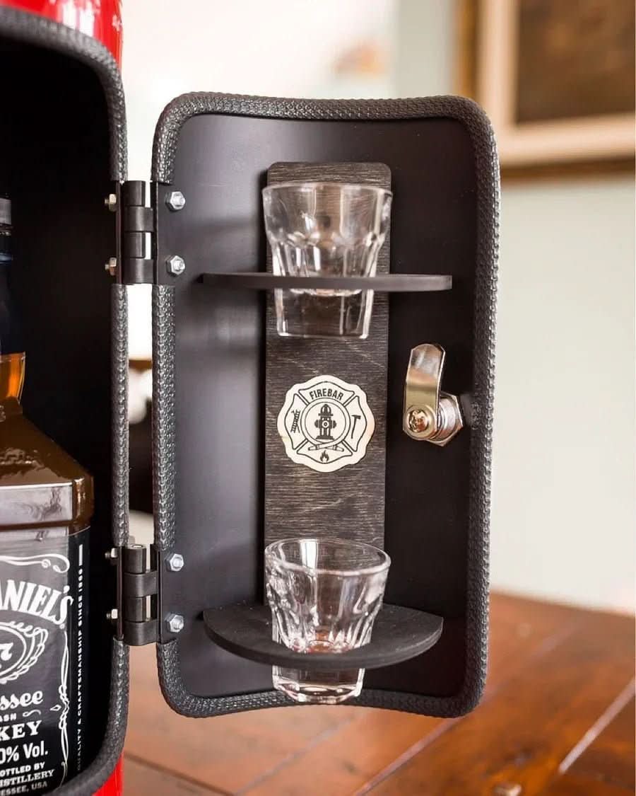 Mini Bar for Home, Secret Bar in Fire Extinguisher Design, Hidden Storage for 500 ml Bottle and Cigars, Bottle Holder_05
