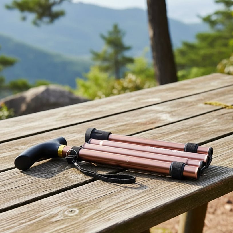 Walking Sticks, Folding Walking Stick for Travel, Compact Telescopic Hiking Stick, Walking Cane with Ergonomic Handle
