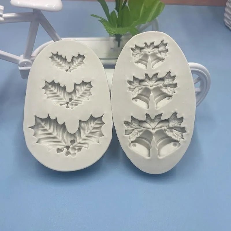 Silicone Moulds for Christmas Baking, Leaf and Bell Chocolate Moulds, Christmas Cake Decorating, Cupcake Decorating_04