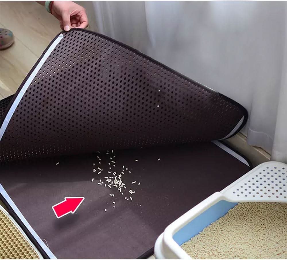 Cat Litter Mat with Waterproof Base, Double Layer Litter Box Mat for Cats