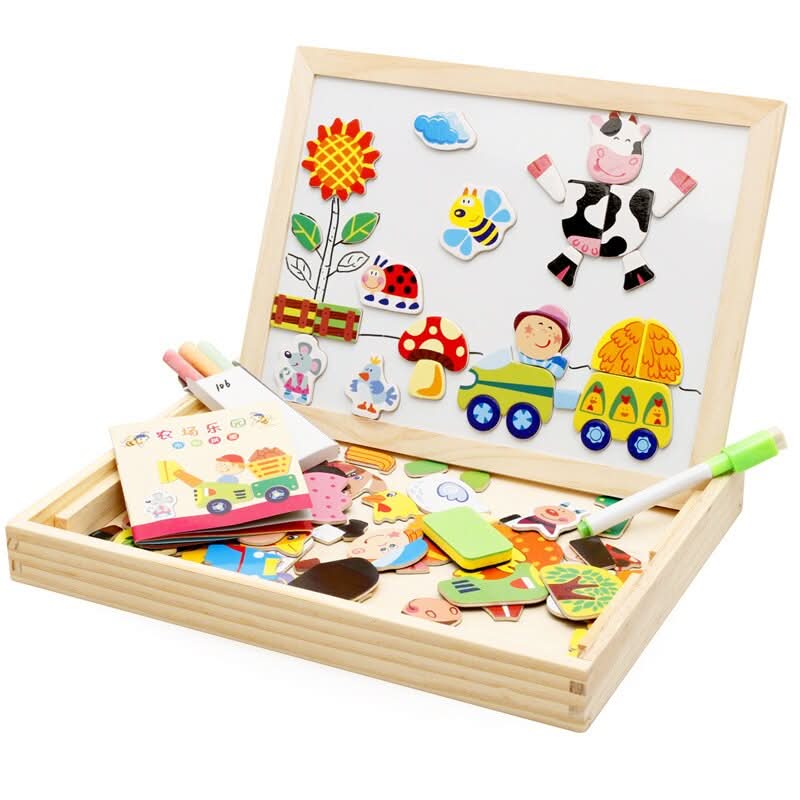 Magnetic Board for Kids, Drawing Board with Magnetic Cards, 3D Wooden Puzzle and Magnetic Game, Wooden Toys for Travel_16