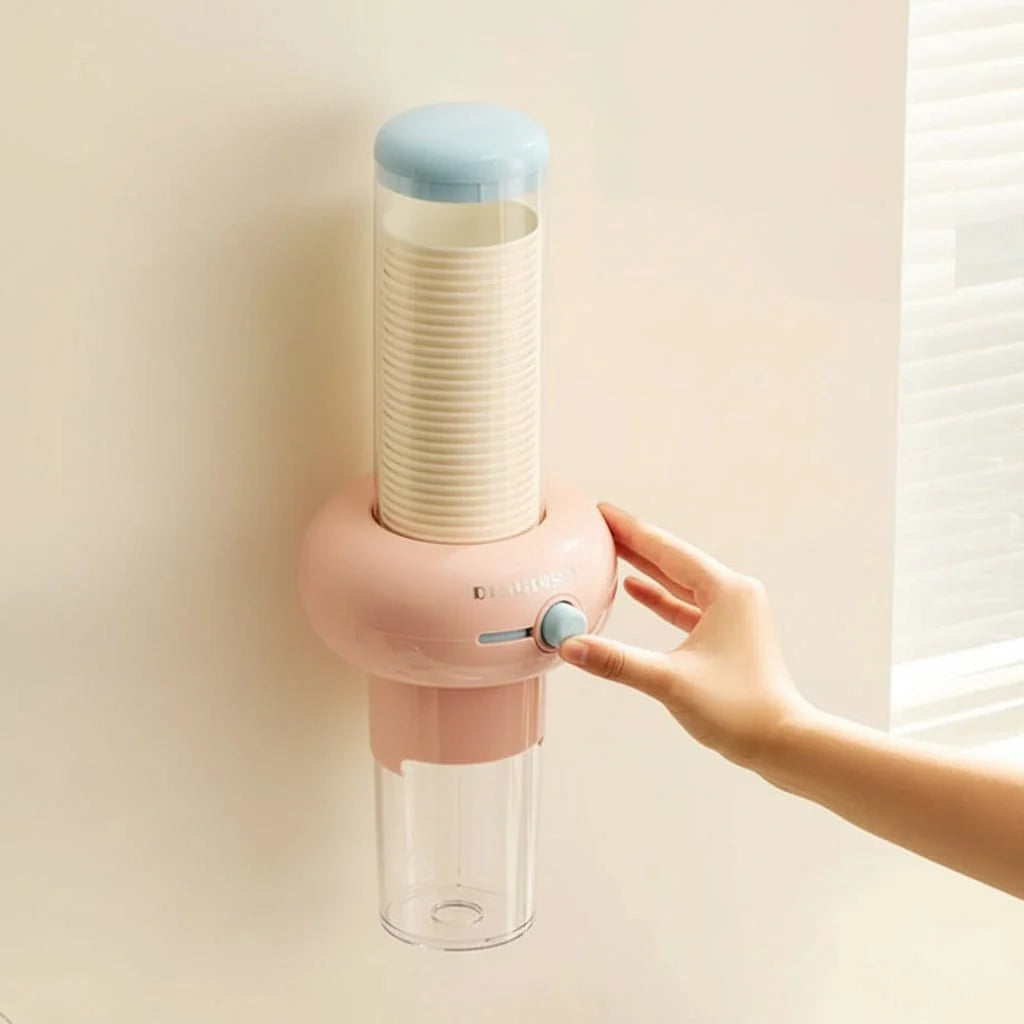 Wall Mounted Paper Cup Holder, Cup Dispenser with 25 Paper Cups, Kitchen Storage with No Drill Mounting_02