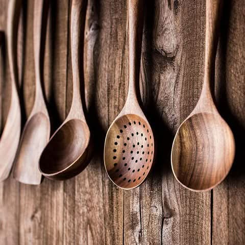 Teak Wooden Kitchen Utensil Set, Wooden Spatulas, Ladle and Serving Spoon, Teak Cooking Utensils for Stirring and Frying_03