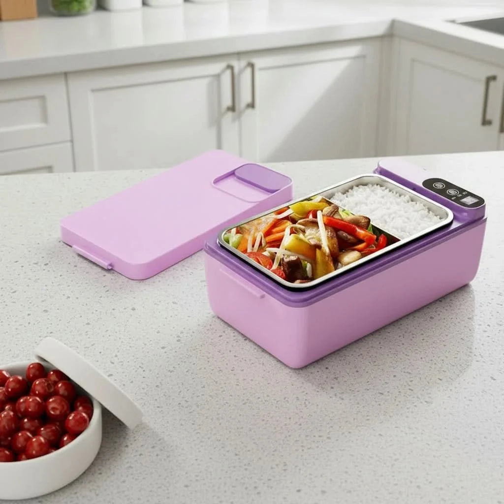Heated Lunch Boxes, Rechargeable Electric Lunchbox, Portable Food Warmer, Leak Proof Heating Lunch Box for Work_00