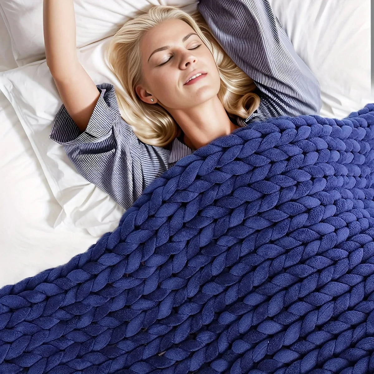 Chunky Knit Throw Blanket, Handmade Minky Sofa Throw and Bed Throw, Soft Sofa Blanket for Cosy Living Room and Bedroom_06