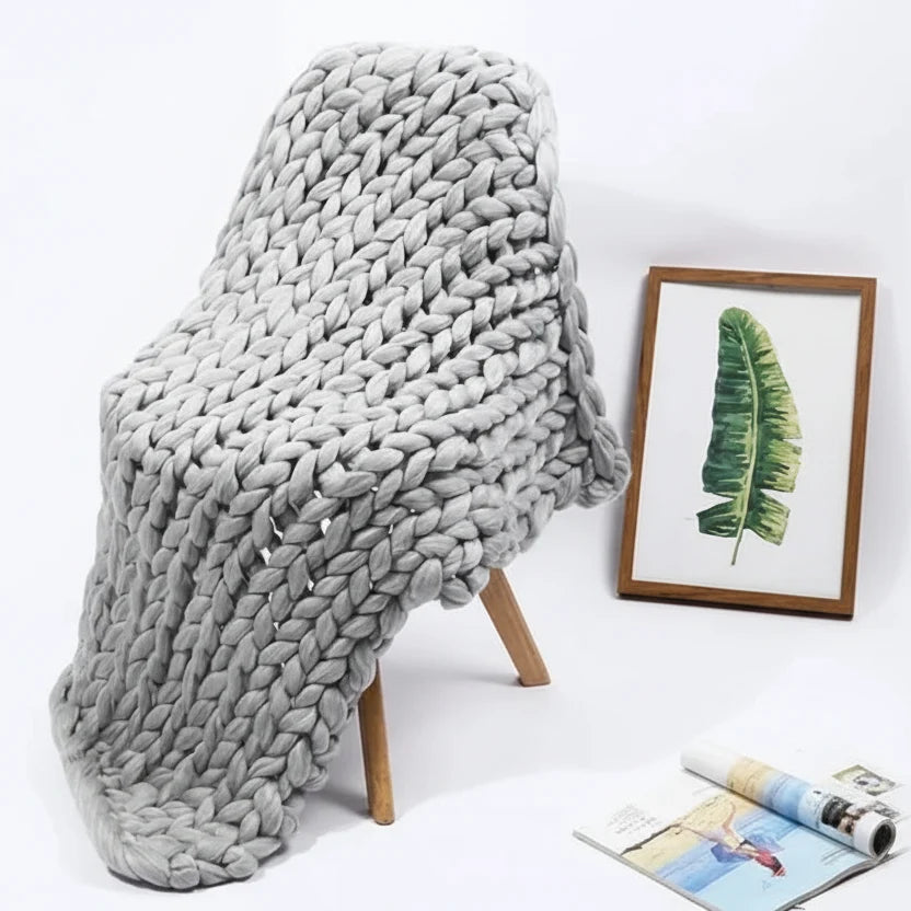 Chunky Knit Throw Blanket, Handmade Minky Sofa Throw and Bed Throw, Soft Sofa Blanket for Cosy Living Room and Bedroom_14