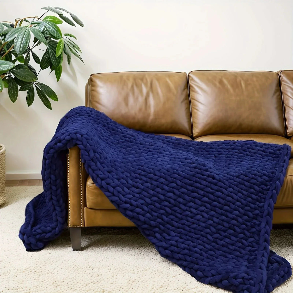 Chunky Knit Throw Blanket, Handmade Minky Sofa Throw and Bed Throw, Soft Sofa Blanket for Cosy Living Room and Bedroom_01