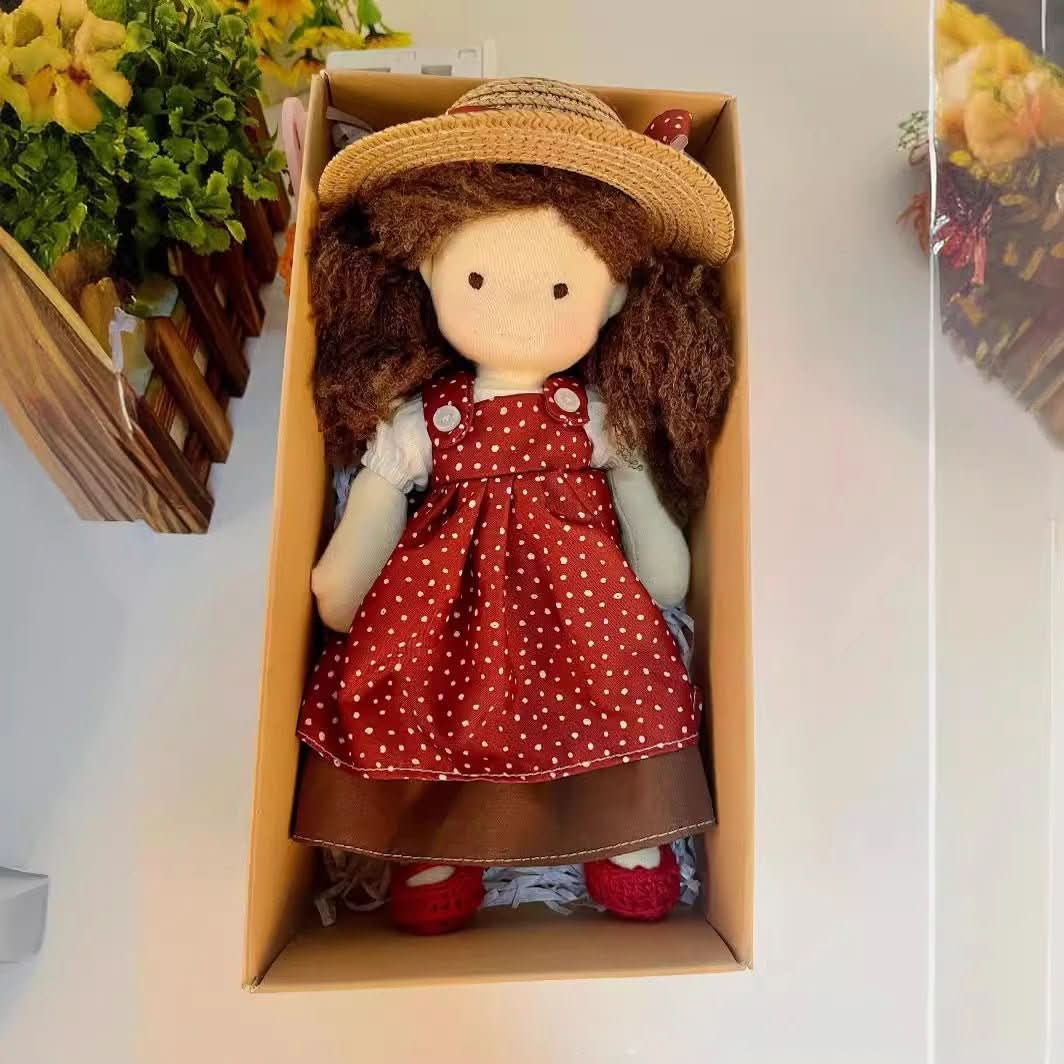 Rag Doll Handmade in Natural Cotton, Waldorf Doll with Storage Bag, Soft Toy for Toddlers, Role Play Toys from 2 Years_03