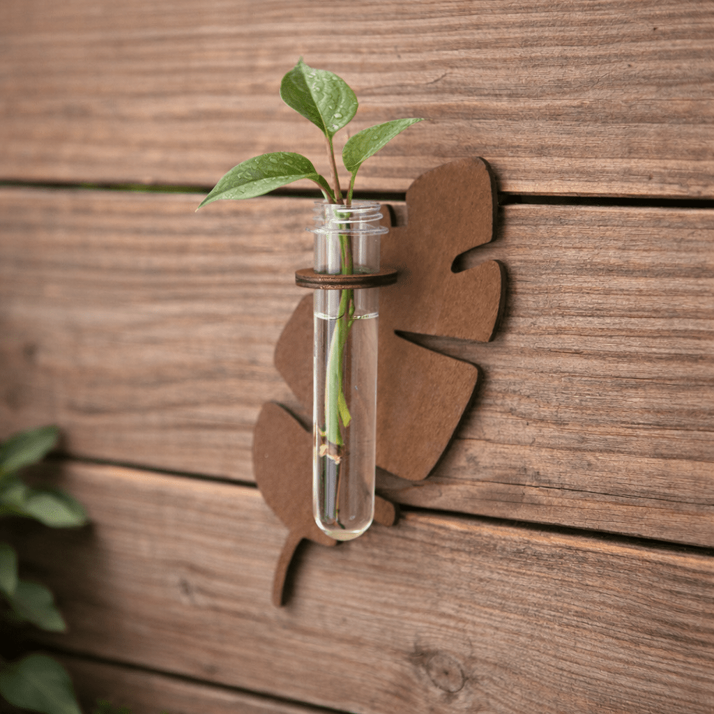 Wooden Planter, Hand Carved Leaf Wall Planter for Houseplants, Propagation Station, Living Room Decor, Plant Lover Gift