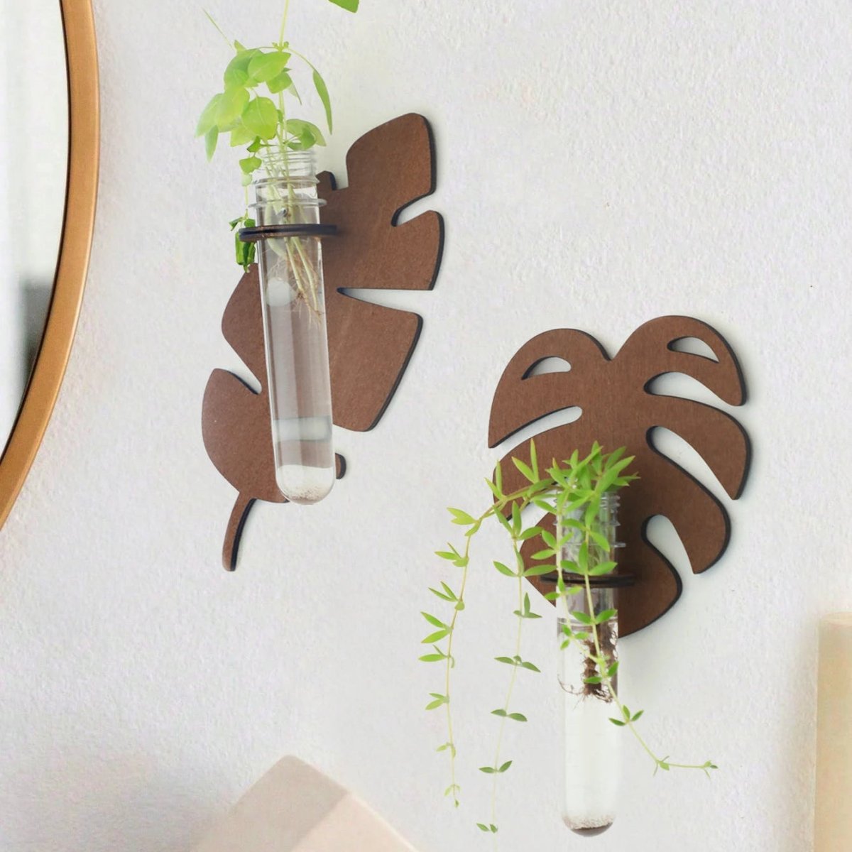 Wooden Planter, Hand Carved Leaf Wall Planter for Houseplants – image 4