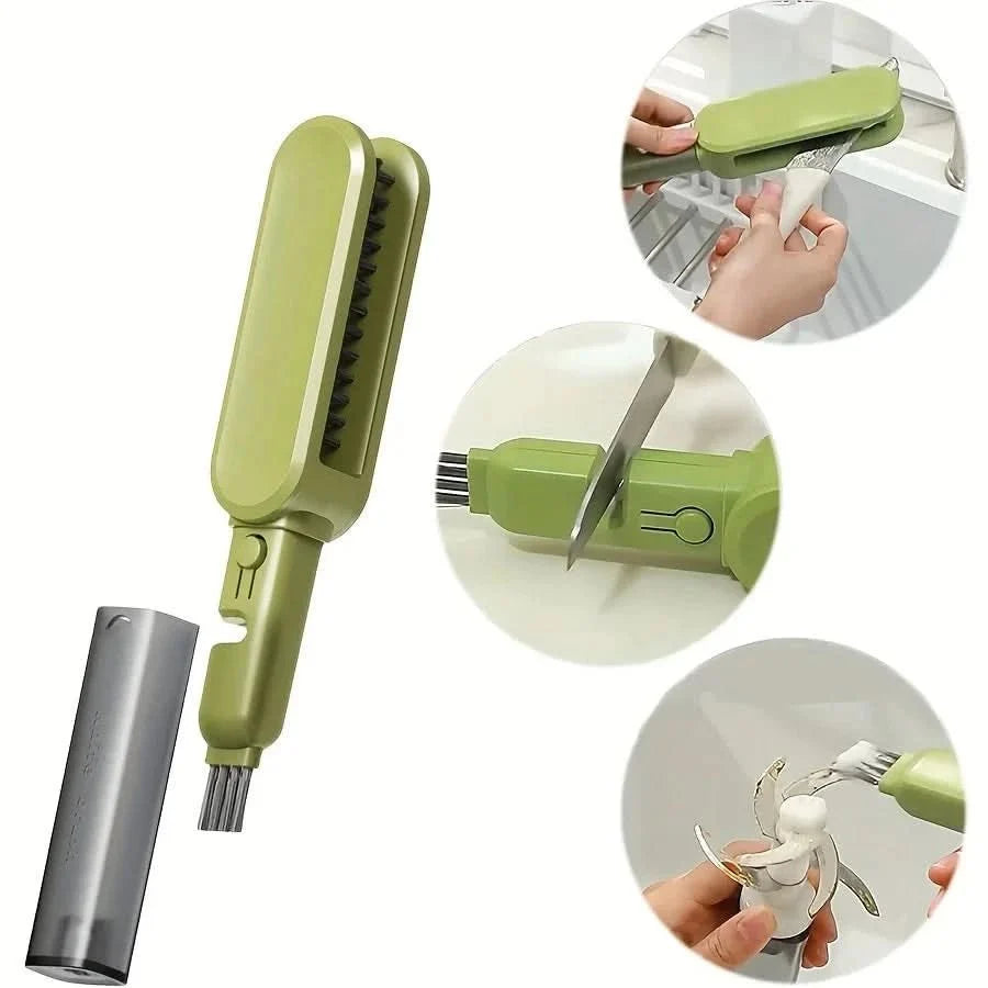 Knife and Cutlery Cleaner, 4 in 1 Knife Cleaning Brush, Double Sided Knife Cleaner with Magnetic Guide, Kitchen Brush