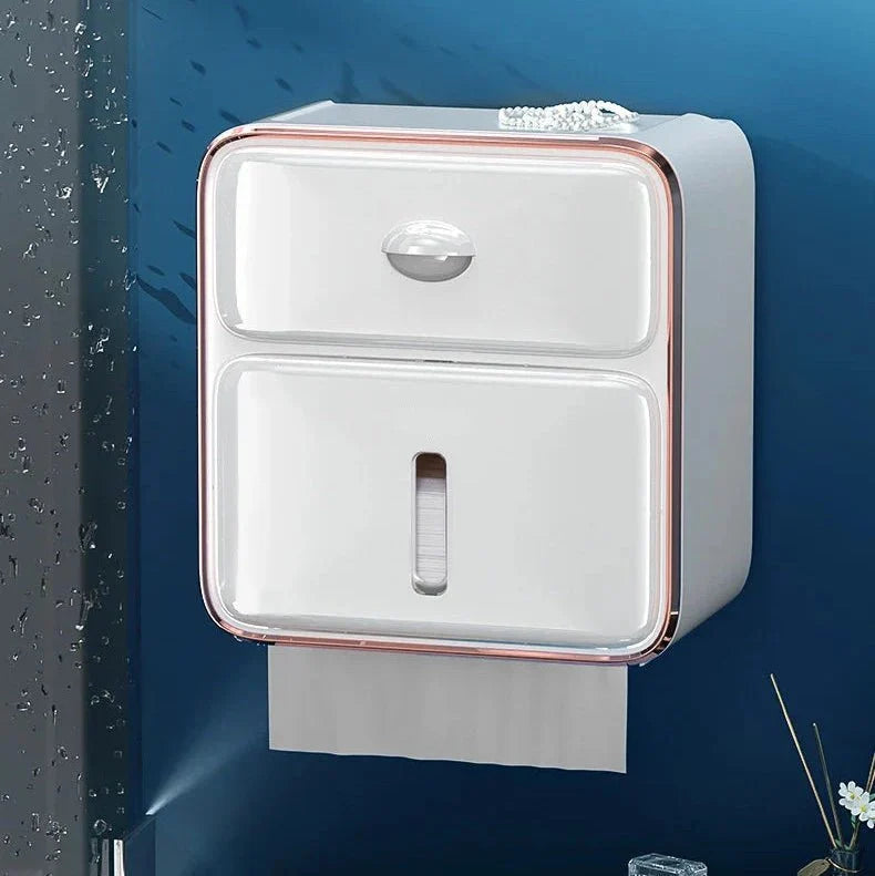 Toilet Roll Holder Wall Mounted, Waterproof Toilet Paper Holder, Space Saving Loo Roll Holder for Small Bathroom Storage_15
