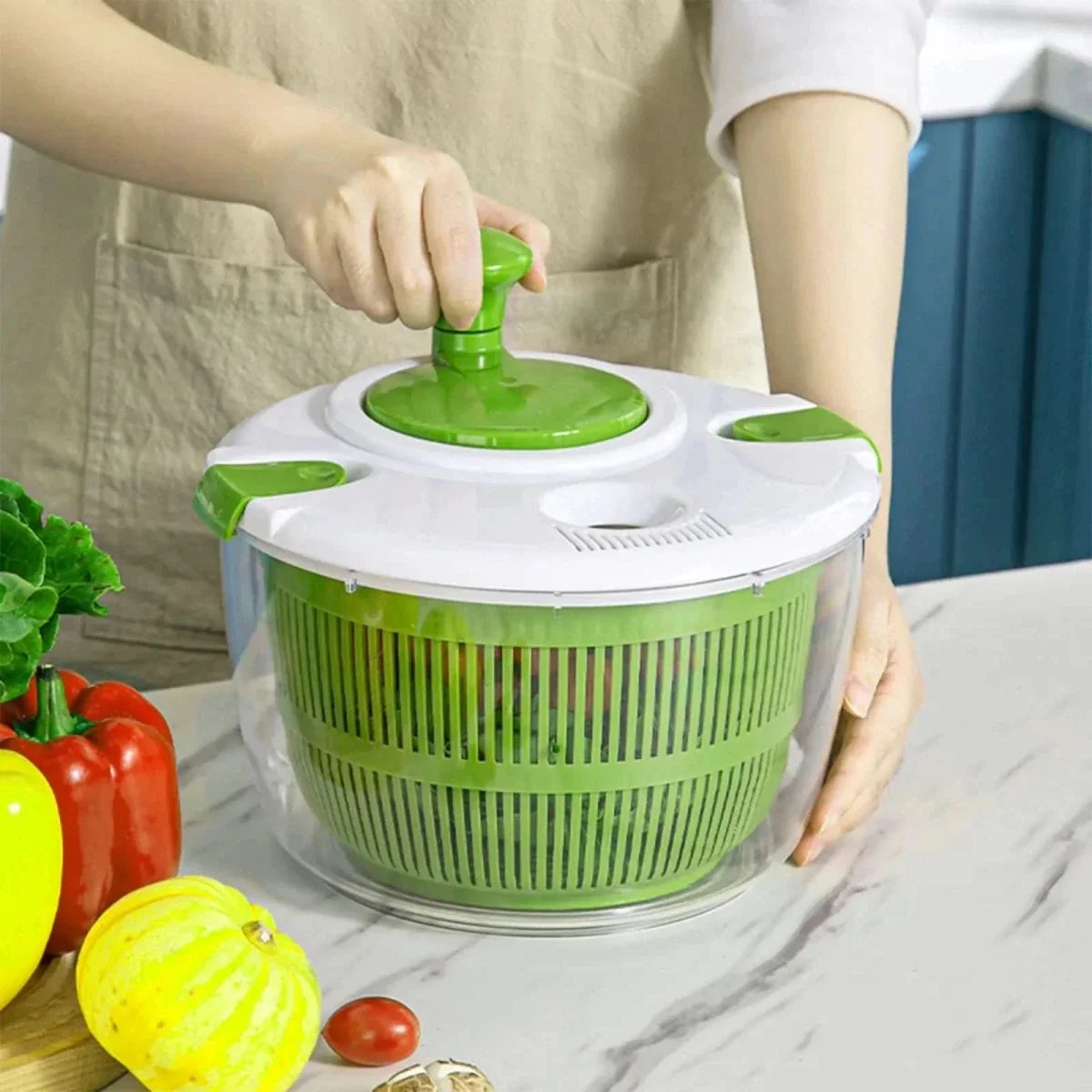 Salad Spinner, Lettuce Spinner for Washing and Drying, Salad Drainer, Vegetable Spinner for Fruit, Kitchen Utensils
