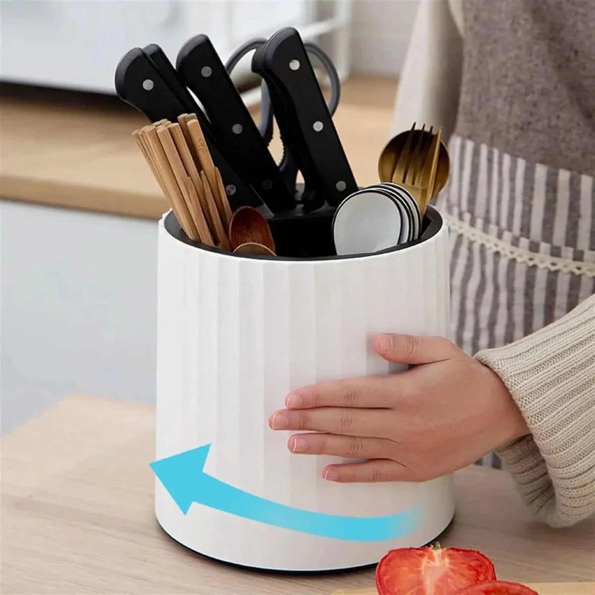 Rotating Kitchen Utensil Holder, Kitchen Storage Organiser for Cooking Accessories