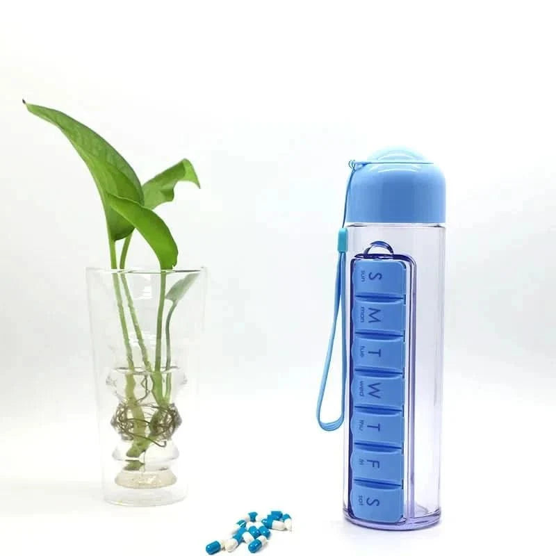 7 Day Pill Organiser with Water Bottle, Weekly Pill Box and Dosette Box for Travel – image 5
