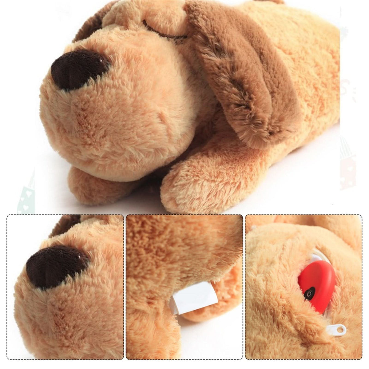 Puppy Toys, Puppy Heartbeat Toy with Removable Heart, Calming Dog Toy with Heartbeat, Plush Dog Soft Toy_04
